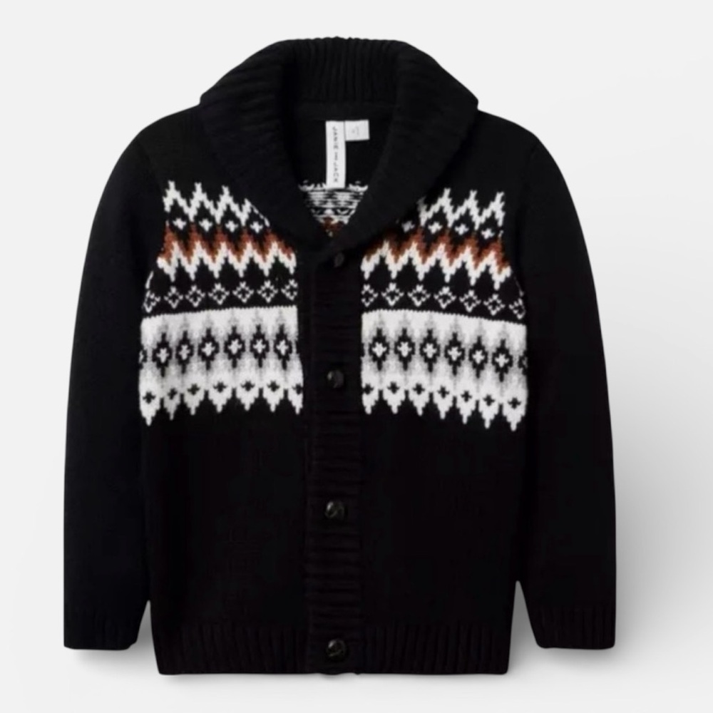 NWT Janie and Jack Black Cardigan with Geometric Pattern